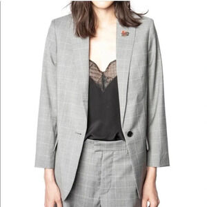 Zadig & Voltaire Viva Check virgin wool Blazer sz 10